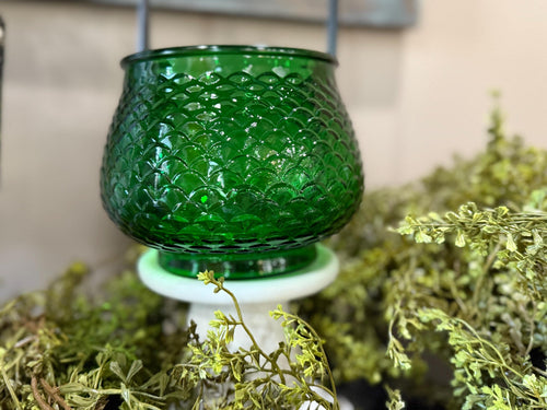 Vintage EO Brody emerald fish scale bowl