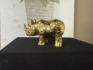 Brass MCM Rhino Cast Figure Sculpture 6" Long