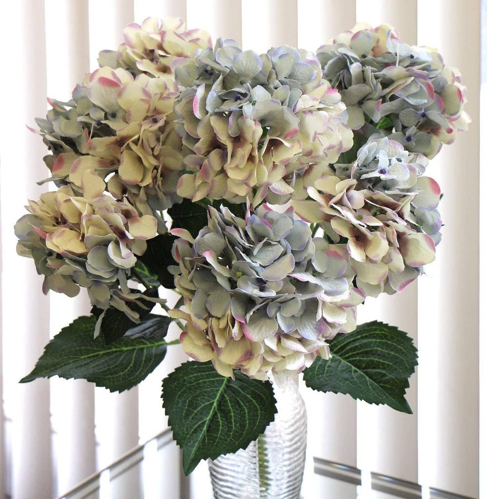 Hydrangea Silk Flowers Plant, Lavender Blue, Indoor Home