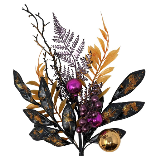 Mixed Metallic/Glitter Halloween Pick | Orange Purple 15.5"