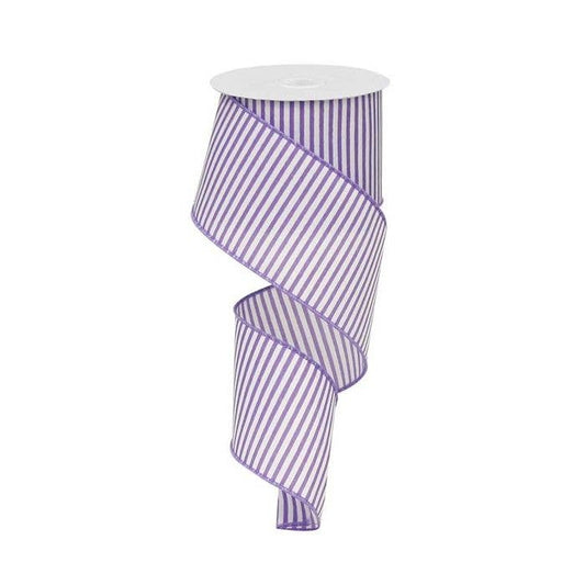 Wired Horizontal Stripe Ribbon: White/Purple