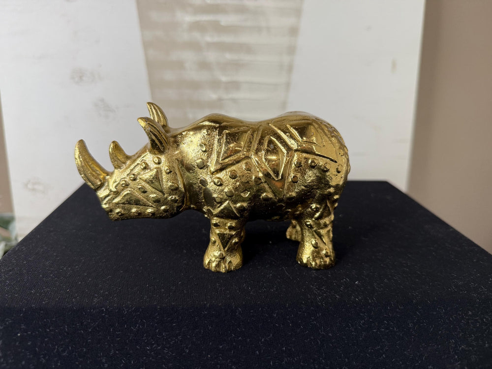 Brass MCM Rhino Cast Figure Sculpture 6" Long