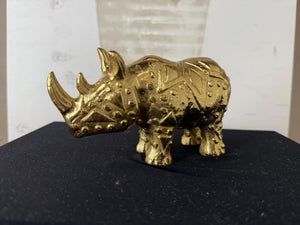 Brass MCM Rhino Cast Figure Sculpture 6" Long