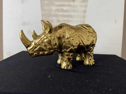 Brass MCM Rhino Cast Figure Sculpture 6" Long