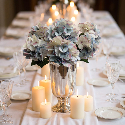 Hydrangea Silk Flowers Plant, Lavender Blue, Indoor Home