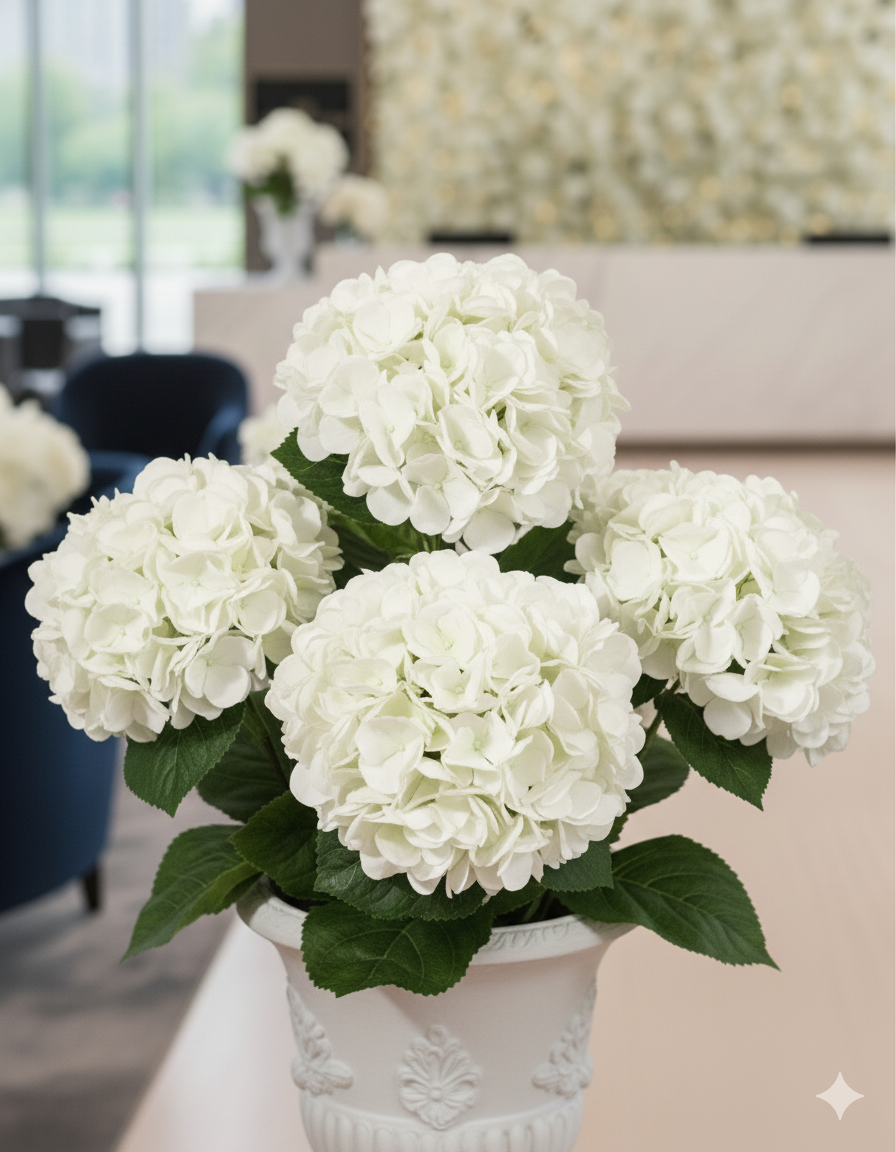 18" Real Touch HYDRANGEA BUSH 5 Heads